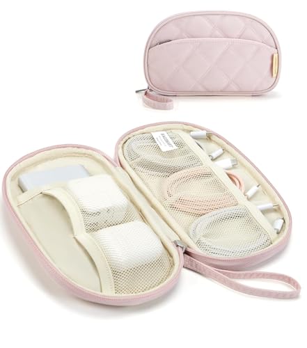 BAGSMART Cord Organizer Travel Cable Bag, Compact Tech Electronic Organizer Travel Case, Essentials for Charger, Cable, Phone, Flash drive - Pink - color: Single Layer Pink