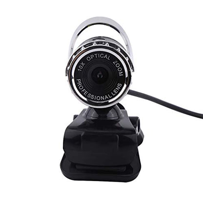 Webcam Camera, USB 2.0 12M Pixels Clip-on Webcam PC Camera with 360° Rotating Stand and Built-in Microphone for Desktop or Laptop (Silver)
