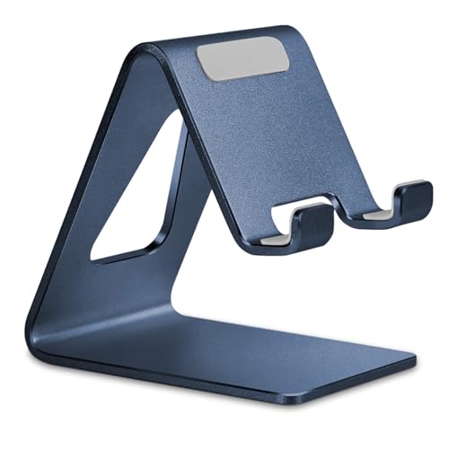 Aoviho Desk Cell Phone Stand Phone Holder - Aluminum Phone Cradle Dock for iPhone 13 12 pro 11 X Xs max 8 7 6 6s Plus SE 5 5s SE Samsung, All Smart Phones (Navy Blue) - color: Navy Blue