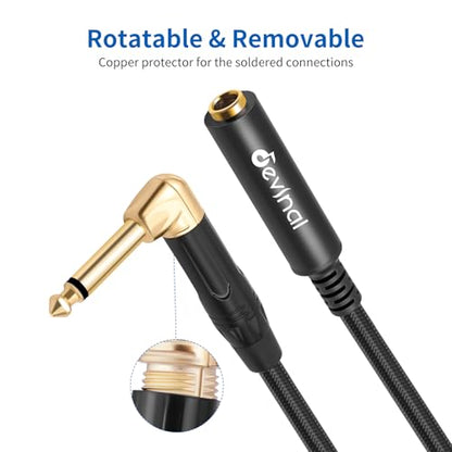 Right Angle 1/4 Inch TS Male to 1/4 Inch TS Female Cable, 6.35mm Mono Connector Patch Extension Adapter Best for V Shape Guitar 1 FT - color: 1 FT 1 pcs