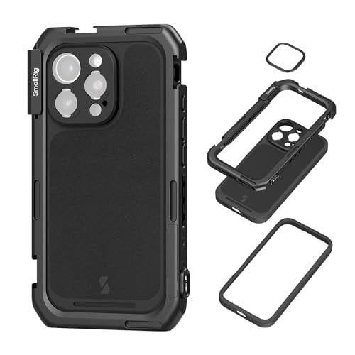 SmallRig Mobile Video Cage for iPhone 16 Pro, Phone Cage with Phone Case with T-Mount Lens Backplate, Support for MagSafe, Quick Release Video Rig for Videography Video Recording Vlog