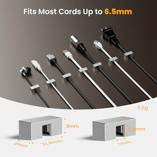 Magnetic Charger Cable Clips 5Pack for Metal Surfaces,USB C Charging Metal Cord Holder with Strong Neodymium Magnet Cable Organizer,Reusable Wire Keeper for Desk,Office,Nightstand,File Cabinet,Silver