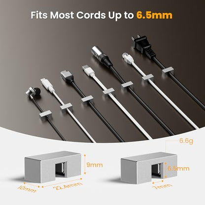 Magnetic Charger Cable Clips 5Pack for Metal Surfaces,USB C Charging Metal Cord Holder with Strong Neodymium Magnet Cable Organizer,Reusable Wire Keeper for Desk,Office,Nightstand,File Cabinet,Silver