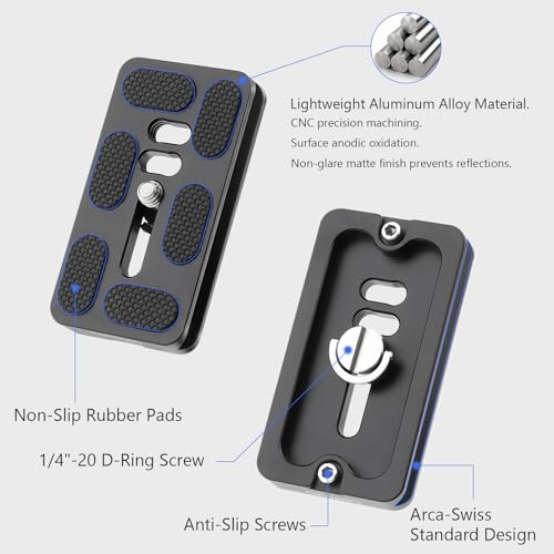 Leftfoto 70mm Camera Quick Release Plate Fits Arca Swiss Standard Clamp Universal Metal Small QR Tripod Camera Body Mount Plate for DSLR Camera Tripod Ballhead - size: 70mm