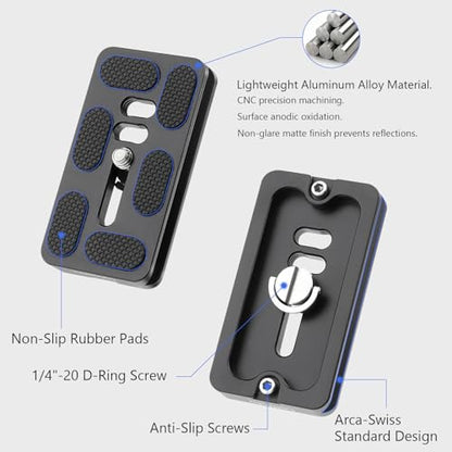 Leftfoto 70mm Camera Quick Release Plate Fits Arca Swiss Standard Clamp Universal Metal Small QR Tripod Camera Body Mount Plate for DSLR Camera Tripod Ballhead - size: 70mm