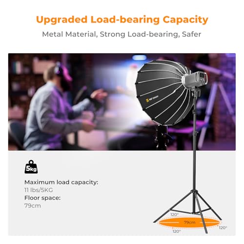 K&F CONCEPT Light Stand for Photography, 6.5ft/2M Portable Extendable Photo Video Tripod Stand, Lighting Tripod with 1/4" Screw for Lighting/Strobe Light/Webcams/Cameras/Softbox, with Storage Bag - size: 2.0M