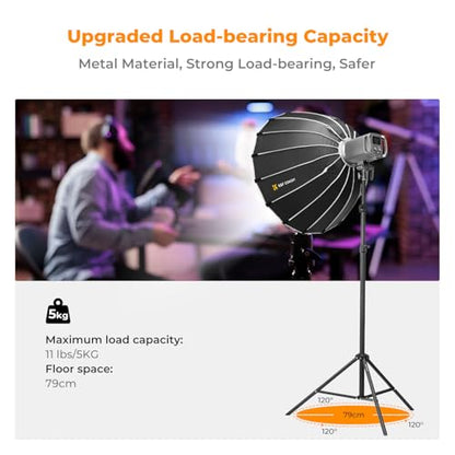 K&F CONCEPT Light Stand for Photography, 6.5ft/2M Portable Extendable Photo Video Tripod Stand, Lighting Tripod with 1/4" Screw for Lighting/Strobe Light/Webcams/Cameras/Softbox, with Storage Bag - size: 2.0M