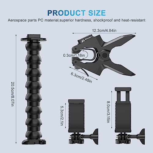 Gooseneck Phone Holder Clamp Clip Mount Cell Phone Stand for Desk Pole Table Compatible with iPhone 16 15 14 Pro Max Plus 13 12 11 SE XS XR X 8 7 6 Samsung GoPro Hero and Other 4-7'' Devices