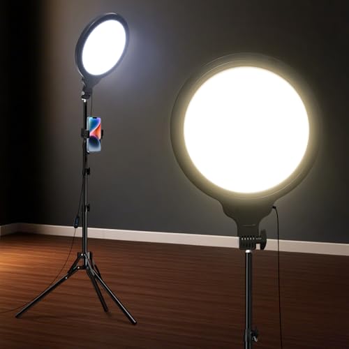 Ring Light Tripod for iPhone, 10" Circle LED Ring Light with Stand for Photography Video Recording, 3 Color Modes, Adjustable Height for Live Streaming, Content Creation, TikTok, YouTube, Black - size: 10inch Black