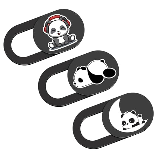 HKDGYHON Laptop Camera Cover Slide Cute, Phone Accessories, Webcam Cover, Lovely Puppy Computer Camera Cover for iPhone iPad MacBook Pro Computer iMac PC, Laptop Accessories Great for Privacy - color: Leisurely Panda-Black