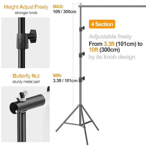 EMART Photo Backdrop Stand kit, 10 x 10 ft Back Drop Adjustable Frame for Photography, Photoshoot Banner Background Support Holder for Parties Dectoration - size: 10x10ft