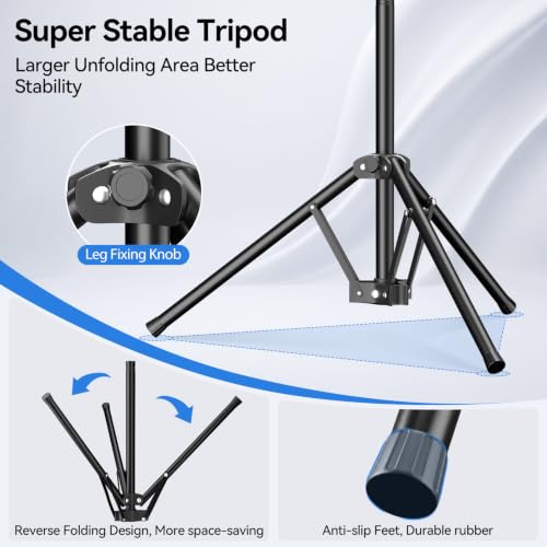 Blue Green Screen Backdrop Stand Kit, 5x6.5ft Portable T-Shaped Stand with Reverse Folding Base, 2-in-1 Reversible Background with 5 Clamps for Streaming, Zoom, Photography, Video Recording