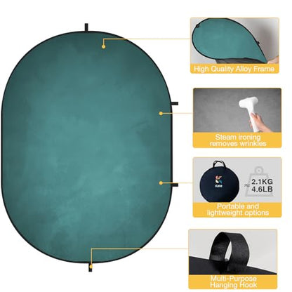 Kate Pop up Backdrop Gray Green Collapsible Backdrops for Photography Studio Portable Backdrop for Headshot, 5x6.5ft