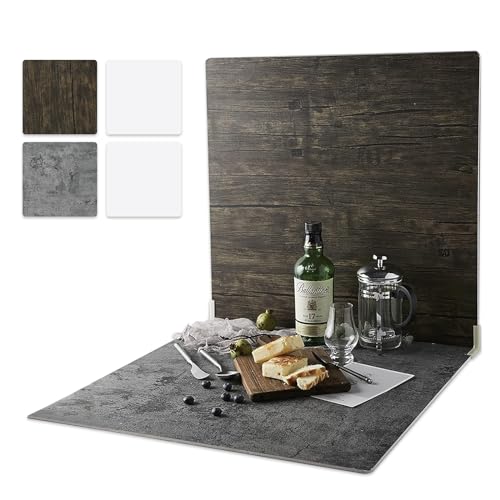 2 PCS Boards Photo Backdrop for Flat Lay, Food Photography Background 24x24 Inch, BEIYANG (Black Walnut+Dark Gray) - color: Black Walnut + Dark Gray 24x24
