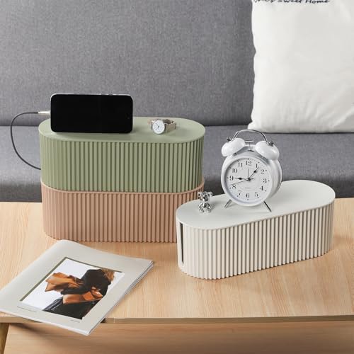 Large Cable Organizer Box for Power Strips, Surge Protectors, Chargers, TV Computer Wires - White - color: White