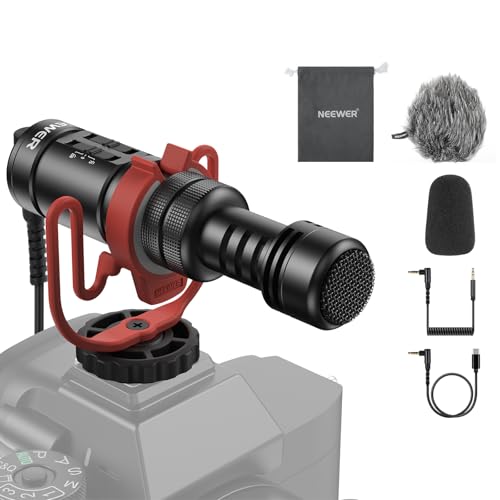 NEEWER Plug & Play Vlog Microphone, 20-20KHz Mini Supercardioid Mic with 3.5mm TRRS, Low Frequency Cut, Gain Control, Two OTG Compatible with iPhone 16 15 S25 Ultra Android Tablet Mac Camera, VM11 - style: VM11
