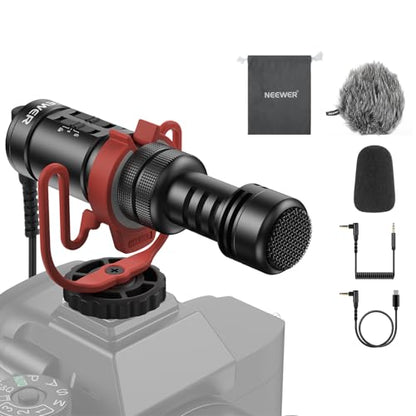 NEEWER Plug & Play Vlog Microphone, 20-20KHz Mini Supercardioid Mic with 3.5mm TRRS, Low Frequency Cut, Gain Control, Two OTG Compatible with iPhone 16 15 S25 Ultra Android Tablet Mac Camera, VM11 - style: VM11
