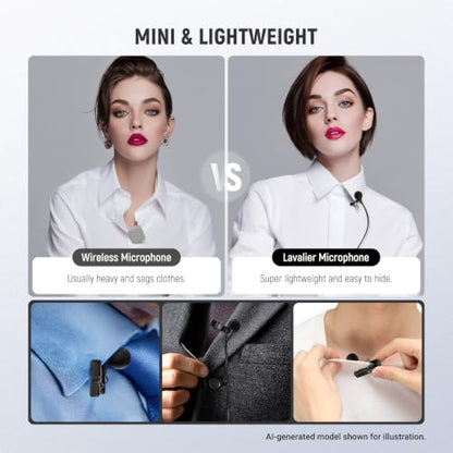 NEEWER ø4mm Mini Lavalier Microphone (2 Pack), Clip On Wired Condenser Lapel Lav Mic Set with 5ft/1.5m 3.5mm TRS Connector Compatible with DJI Mic 2 Rode Wireless Go II CM28 CM31 Camera, LM8 - style: LM8