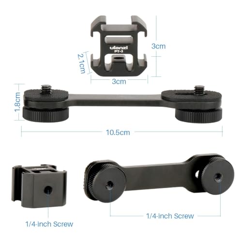 ULANZI PT-3 Triple Cold Shoe Mounts Plate Microphone Led Video Light Extension Bracket Microphone Stand Rig Compatible for DJI OSMO Mobile 3 2 OM 4 Zhiyun Smooth 4/Feiyu Vimble 2 Gimbal Stabilizer