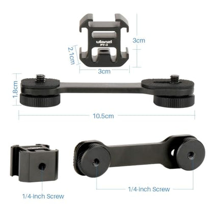 ULANZI PT-3 Triple Cold Shoe Mounts Plate Microphone Led Video Light Extension Bracket Microphone Stand Rig Compatible for DJI OSMO Mobile 3 2 OM 4 Zhiyun Smooth 4/Feiyu Vimble 2 Gimbal Stabilizer