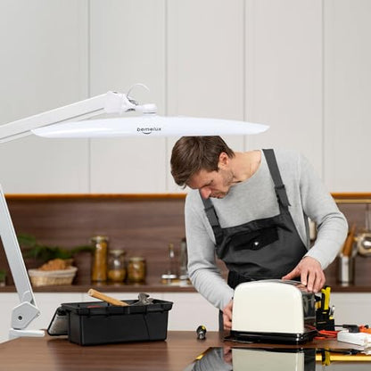 117PCS LED Clamp Desk Lamp, 20 Inch Metal Swivel Arm with Protective Casing, 2200 Lumens, Dimmable Task Lamp for Reading, Office Work, Sewing, Study, and Crafts(White) - size: WHITE-NonCCT-Protective