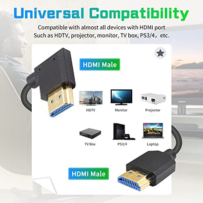 Duttek 8K Right Angle HDMI Cable 1FT-4FT, Coiled HDMI Cable 48Gbps, Extreme Thin HDMI Male to Male Coiled Cable Support Dynamic HDR, Has 8K@60Hz Resolution Backward Compatible 4K Ultra HD, 1080p, 3D - style: Right Angle HDMI Male to Male