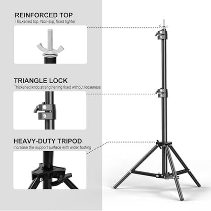 Backdrop Stand 6.5 x 6.5 FT, Adjustable Photography Backdrop Support System Kit with 4 Clamps and Carrying Bag for Parties, Wedding, Photography, Festival Decoration