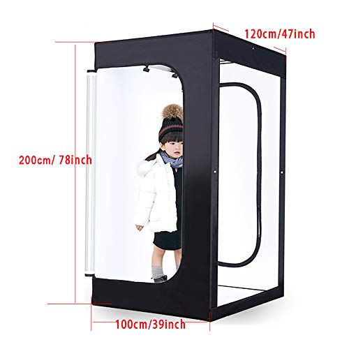 Light Box Photography LED Photo Studio Large Lightbox Professional 47x39x78 inch Dimmable Video Continuous Lighting Cube Shooting Tent Kit for Product Photography with Blue/White/Black PVC Backgrounds - size: 47x39x78 INCH