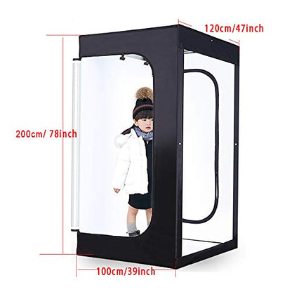 Light Box Photography LED Photo Studio Large Lightbox Professional 47x39x78 inch Dimmable Video Continuous Lighting Cube Shooting Tent Kit for Product Photography with Blue/White/Black PVC Backgrounds - size: 47x39x78 INCH