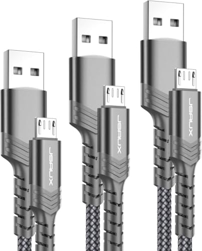 JSAUX Micro USB Charger Cable, (3-Pack 3.3ft+6.6ft+10ft) for Android Charger Micro USB to USB A Nylon Braided Cord Compatible with Samsung Galaxy S6 S7 Edge Note 5, Kindle and More-Grey - color: Grey, size: 3.3ft+6.6ft+10ft
