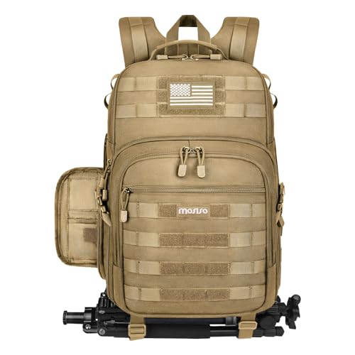 MOSISO Camera Backpack, DSLR/SLR/Mirrorless Tactical Camera Bag Case with Laptop Compartment Compatible with Canon/Nikon/Sony, Khaki - color: Khaki