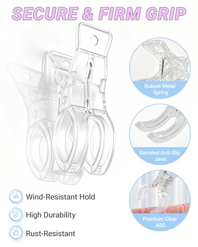 10 Pack Balloon Arch Clips 3.5 Inch Clear Plastic Spring Clamps Invisible Backdrop Clips for Photography Studio Professional Balloon Garland Kit Party Decoration Non-Slip Backdrop Stand Clamps