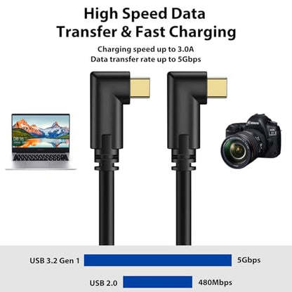 Jelanry Camera Tether Cable Dual Right Angle USB C to USB C, for Power Delivery, 5Gbps Data Transfer, Charging Between Camera & Computer+ Tethering Cable Lock Clamp for Sony Canon Nikon, 16.4 feet/ 5m - size: Dual Elbow