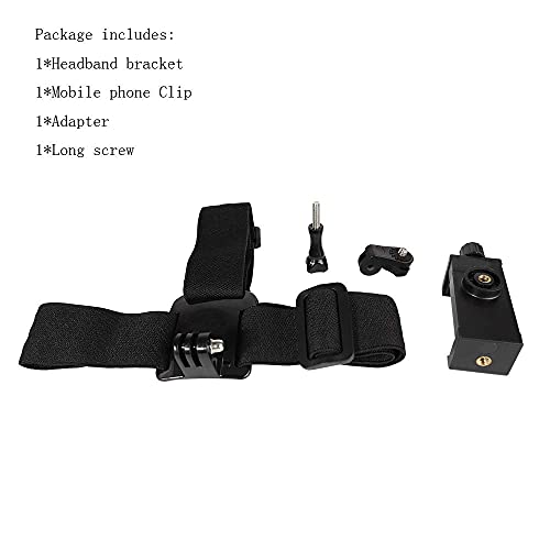 Head-Mounted Mobile Phone Holder,First-Person View Video Outdoor Live Shooting Bracket with Phone Clip(4"-7") for iPhone Samsung Smartphones and GoPro Insta360 Sony DJI Action Camera Head Mount Strap