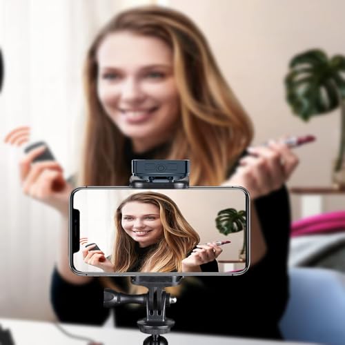 Webcam Stand with Phone Holder, Adjustable Height Desk Camera Mount for Logitech C920 C922 C925e C930e, 1/4" Threaded Desktop Tripod Stand for Live Streaming, Video Conferencing, Online Classes