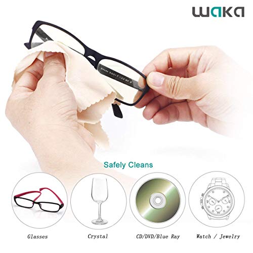 waka 10 Pack Upgraded Microfiber Cleaning Cloth, 6x7 Lint Free Cloth for Eyeglasses, Camera Lens, Cell Phones, LCD Screens, Computers, CD DVD, Eye Glass and Other Delicate Surfaces Wipes Cleaner