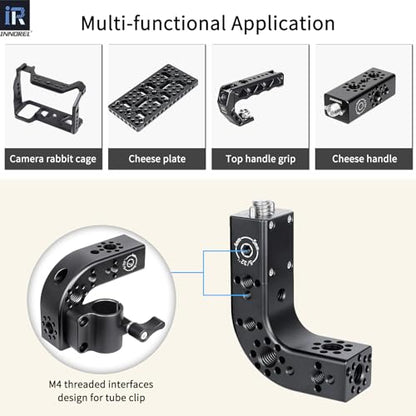 INNOREL CB2L ARRI Positioning Top Handle Extension Universal CNC Multi-Function Cheese Handle 90° Right Angle Fixture Handle 3/8" Screw Fixed for Camera Rabbit Cage Video Equipment Gimbal Stabilizer - size: CB2L