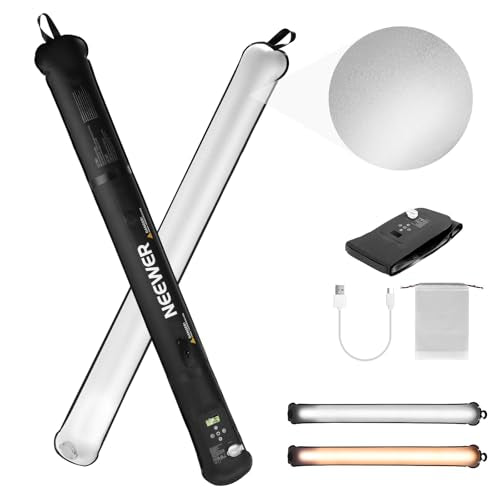 NEEWER Basic 21W Handheld LED Fill Light 35.5"/90cm, Bi Color Portable Inflatable TPU Video Lighting, 2700-6500K 1300Lux 12 Effects CRI95 2500mAh Battery, for Studio Photography Video Recording, GC21B - style: GC21B-Bi Color