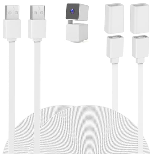 UYODM 2Pack 10Ft/3M USB Extension Cable Compatible with WYZE Cam V3/V2/V4, WYZE Cam Pan V3/V3 Pro/ V2, IPX7 Waterproof Extension Charging Cable Power Your WYZE Cam Continuously - White