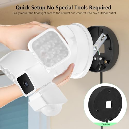 2in1 Power Adapter and Floodlight Cam Plug-in Mount Compatible with Wyze Floodlight Cameras v2/Pro/v1, Electrical Box with 20ft Weather-Resistant Outdoor Charging Cable, No Junction Box Required-Black - color: Black