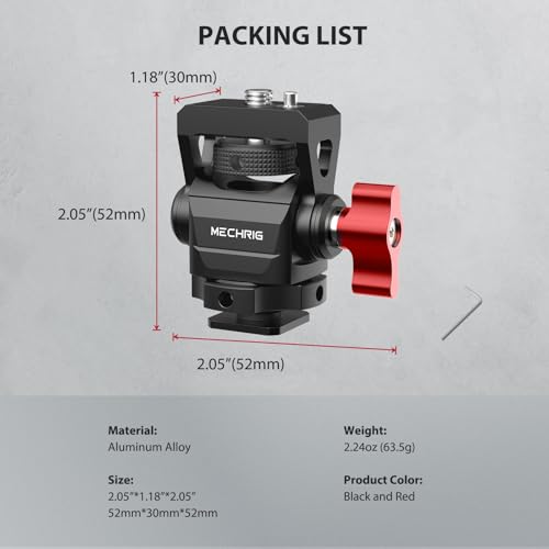 Camera Monitor Mount with Cold Shoe, Aluminum Cold Shoe Mount Adapter with 1/4″ Screw for LED Light Microphone Cage, Field Monitor Holder 360° Swivel & 180° Tilt Damping (63146) - style: With Knob - Cold Shoe Base
