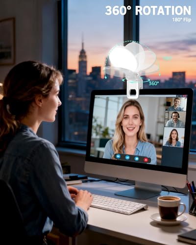 NiceVeedi 3 Color Soft Selfie Light Phone Light with Clip, Portable Edge-lit Ring Light, Rechargeable Video Conference Lighting for iPhone/Selfies/Makeup/Live Streaming/TikTok/Vlog/Zoom/Video Calls