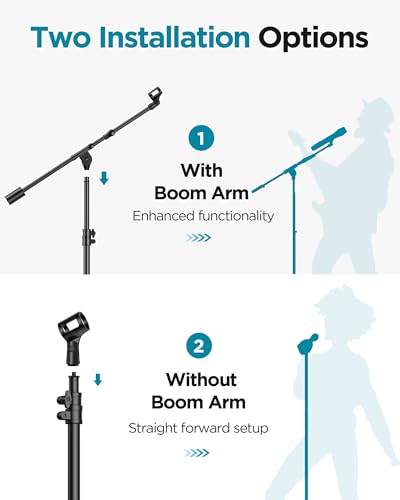InnoGear Mic Stand, Max Height 82.28" Microphone Stand Floor Detachable Boom Mic Arm Stands with Weighted Base for Blue Yeti HyperX QuadCast Shure SM58 Samson Q2U Fifine K669B Singing Stage