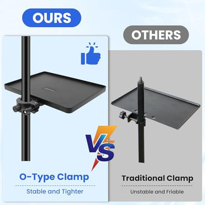 Sound Card Clip On Tray, Microphone Stand Tray, Multi functional Live Streaming Pole mount shelf sheet music Stand Clamp percussion table karaoke mic stand accessories(8.6 * 6.3inch) - size: 220*165mm