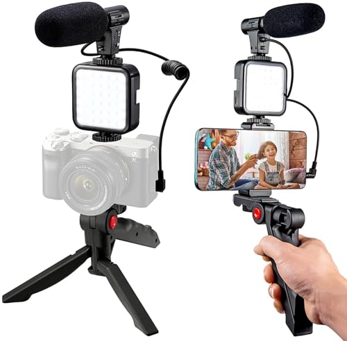 Tripod Vlogging Kit Desktop Phone Video Microphone Kit for Video Recording for Conference Video for Live Broadcast