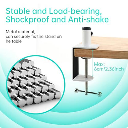 Heavy Duty Metal Desk Clamp,Upgrad C-Clamp Mount for Mic Boom Arm Desk Lamp | 12mm mounting hole. Rubber-lined jaws prevent wear.Fits max 58mm Desk. Quick knob adjustment. For mic arms/phone stands/lamps - color: White