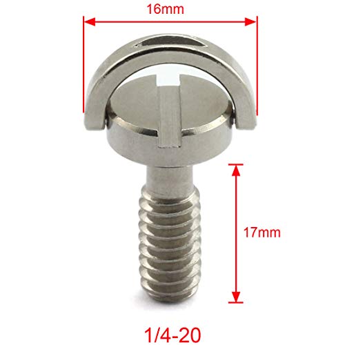 HJ Garden 2pcs 1/4-20 Thread D-Ring Stainless Steel Camera Fixing Screws for Camera Tripod Monopod QR Plate,D Shaft Quick Release Plate Mounting Screw 17mm Length