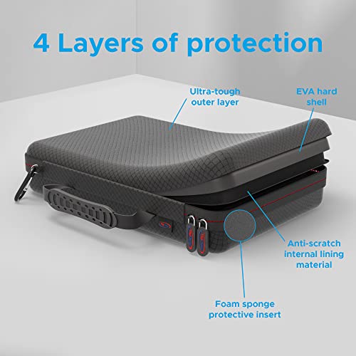 DigiCharge Action Camera Carrying Case for GoPro Lit Hero 13/12/11 Max 2, DJI Osmo Action, Akaso – Shockproof Travel Bag with Foam Compartments & Mesh Pocket – Protective Storage 12x8x2.5 Inches - size: L