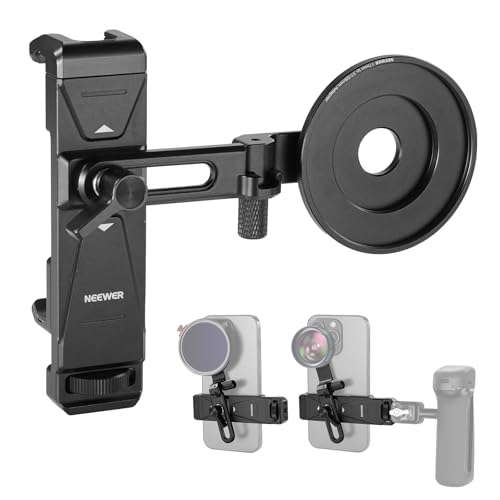 NEEWER Phone Holder with 17mm Phone Adapter & 17–37/58mm Filter Ring, Universal Adjustable Phone Tripod Mount Accessories Compatible with iPhone 17 Pro Max 16 S25 Ultra, PA047 PRO - style: PA047 PRO