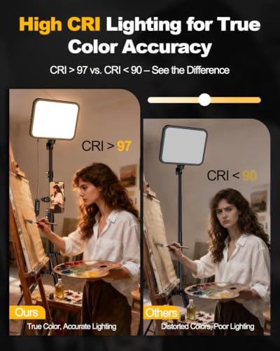 UBeesize 1-Pack LED Video Light Kit with Tripod & Phone Holder | 3000–6500K Dimmable Lighting for Makeup, Gaming & Streaming - size: 12.5in, style: 1-Pack
